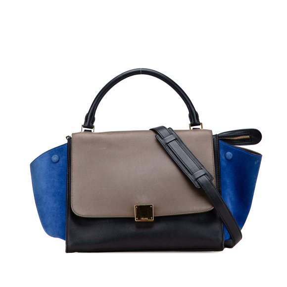 Pre-Loved Celine Medium Tricolor Leather Trapeze Satchel - Picture 1 of 10